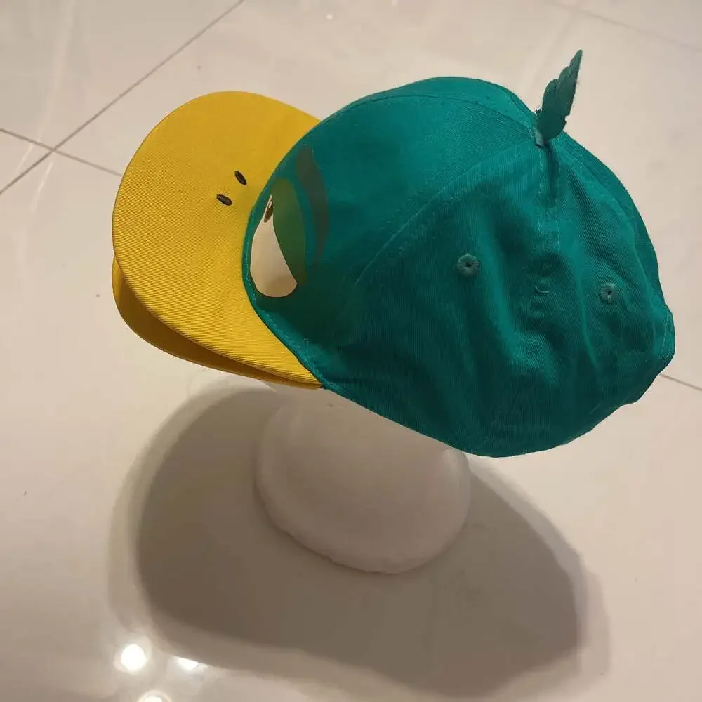 Donald Duck Themed Baseball Hat - Green and Yellow with Character Eyes